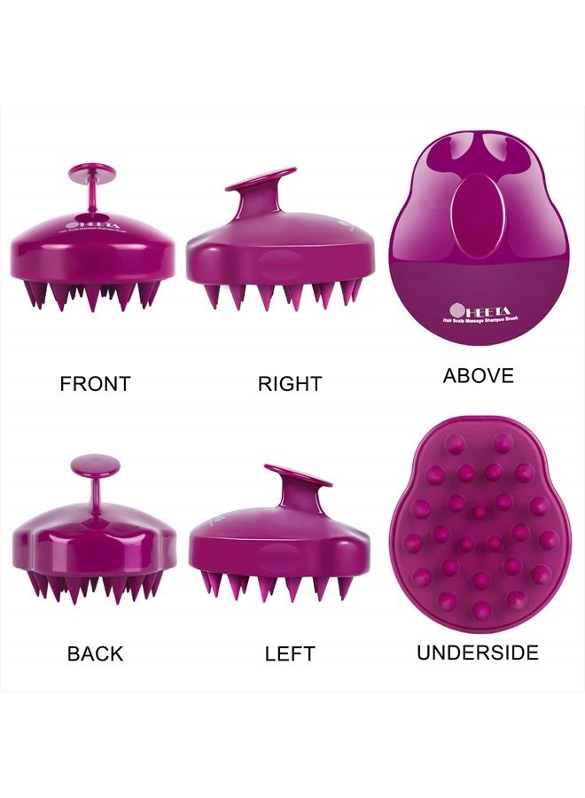 Heeta Hair Scalp Massager Shampoo Brush 2 Pack, Soft Silicone Bristles to Remove Dandruff, Waterproof Hair Scrubber for Both Wet Dry Hair, Suitable for Men & Women (Black & Purple) - Image 4
