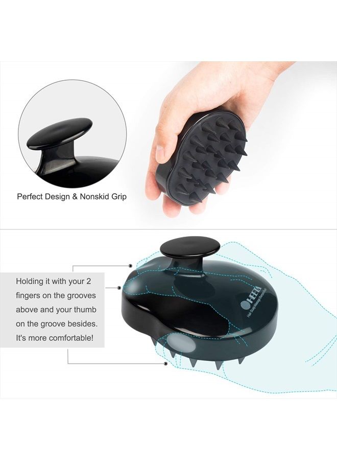 Heeta Hair Scalp Massager Shampoo Brush 2 Pack, Soft Silicone Bristles to Remove Dandruff, Waterproof Hair Scrubber for Both Wet Dry Hair, Suitable for Men & Women (Black & Purple) - Image 2