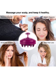 Heeta Hair Scalp Massager Shampoo Brush 2 Pack, Soft Silicone Bristles to Remove Dandruff, Waterproof Hair Scrubber for Both Wet Dry Hair, Suitable for Men & Women (Black & Purple)  - Image 5
