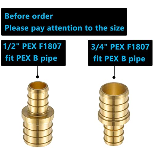 Lidertik (10 Pack) Lidertik PEX Fittings 3/4 to 1/2 Reducer Adapter Brass Coupling LI-APXC1234(10 Pieces) - Image 2