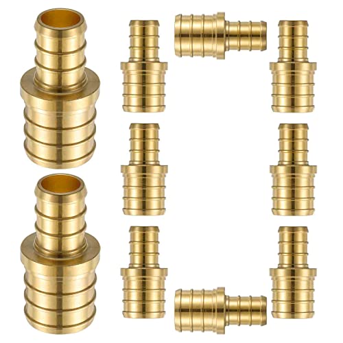Lidertik (10 Pack) Lidertik PEX Fittings 3/4 to 1/2 Reducer Adapter Brass Coupling LI-APXC1234(10 Pieces) - Image 1