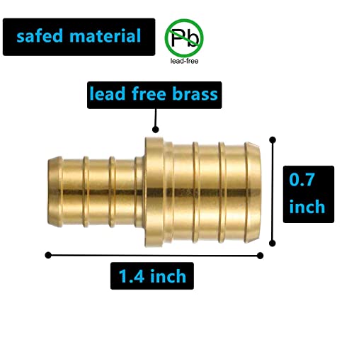 Lidertik (10 Pack) Lidertik PEX Fittings 3/4 to 1/2 Reducer Adapter Brass Coupling LI-APXC1234(10 Pieces) - Image 3