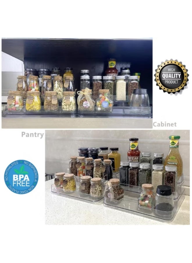Arabest Clear Acrylic Showcase Display Risers, Perfume Cosmetics Organizer, Three-Tiered Shelf, Lotion Skincare Stand, Spice Holder,Sturdy Clear Rack For Kitchen Bathroom Countertop Cabinet Storage（2Pcs） - Image 5