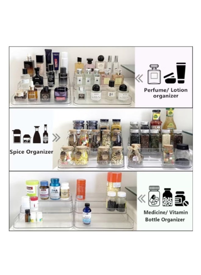 Arabest Clear Acrylic Showcase Display Risers, Perfume Cosmetics Organizer, Three-Tiered Shelf, Lotion Skincare Stand, Spice Holder,Sturdy Clear Rack For Kitchen Bathroom Countertop Cabinet Storage（2Pcs） - Image 3