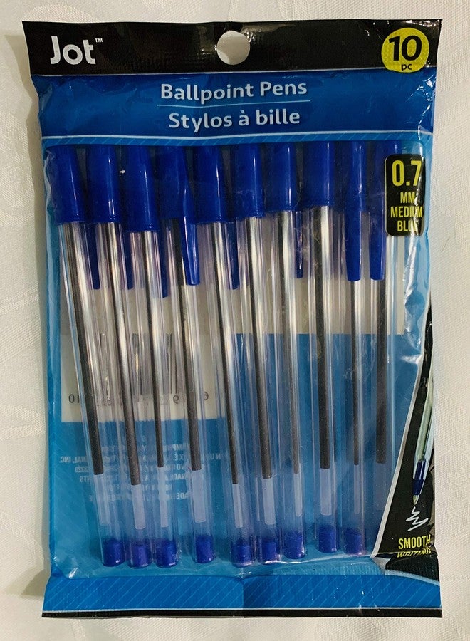 Jot Clear Ball-point Pens with Blue Ink, 10-ct. Pack