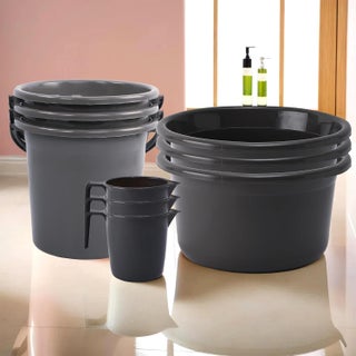Urbane Home Set of 9 Bathroom Combo Set Bathing Set 3 Piece Tub3 Piece Bucket 3 Piece Mug Combo Set for Bathroom Bathware Set Bathroom Accessories Set Gray - pzsku/Z50819251EE97BA354433Z/45/1748243426/5c4e04c4-675c-4547-af9d-f96cec6a95c9
