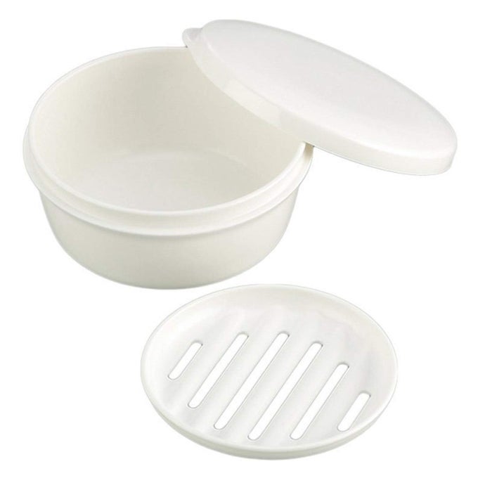 TRAVEL SOAP DISH SOAP CASE HOLDER PORTABLE CLEAR SOAP CONTAINER BOX BATHROOMGYM SHOWEROUTDOOR CAMPING ROUND WHITE
