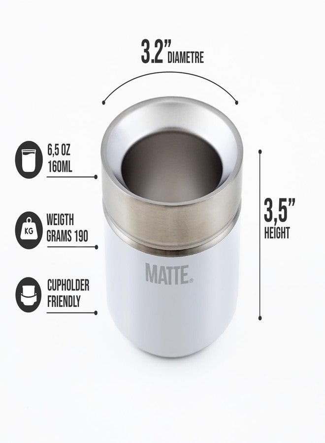 Matte 6.5 oz Yerba Mate Gourd and Bombilla Set - Includes DS Pro Box - BPA Free Yerba Mate Set Kit with Mate Straw, Elegant Design, Non-Slip Base (White) - Image 2