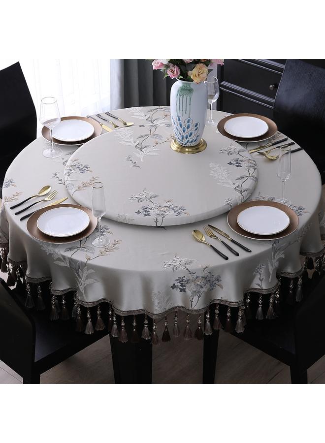 Bluejw Chinese Style Large Round Table Tablecloth Light Luxury High-end Hotel Special Household Waterproof And Oil-proof Dining Table Round Tang Yan  - Image 1
