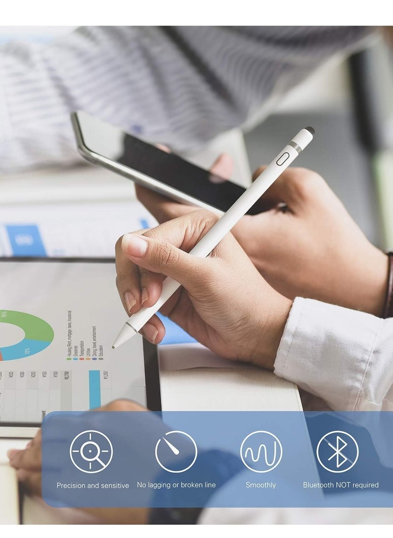 ELTRAZONE Active Stylus Pen – 1.45mm Fine Tip for iPad, iPhone, Samsung Tablets, iOS & Android Capacitive Touchscreen, No Lags or Skipping, Rechargeable, White/Black - Image 4