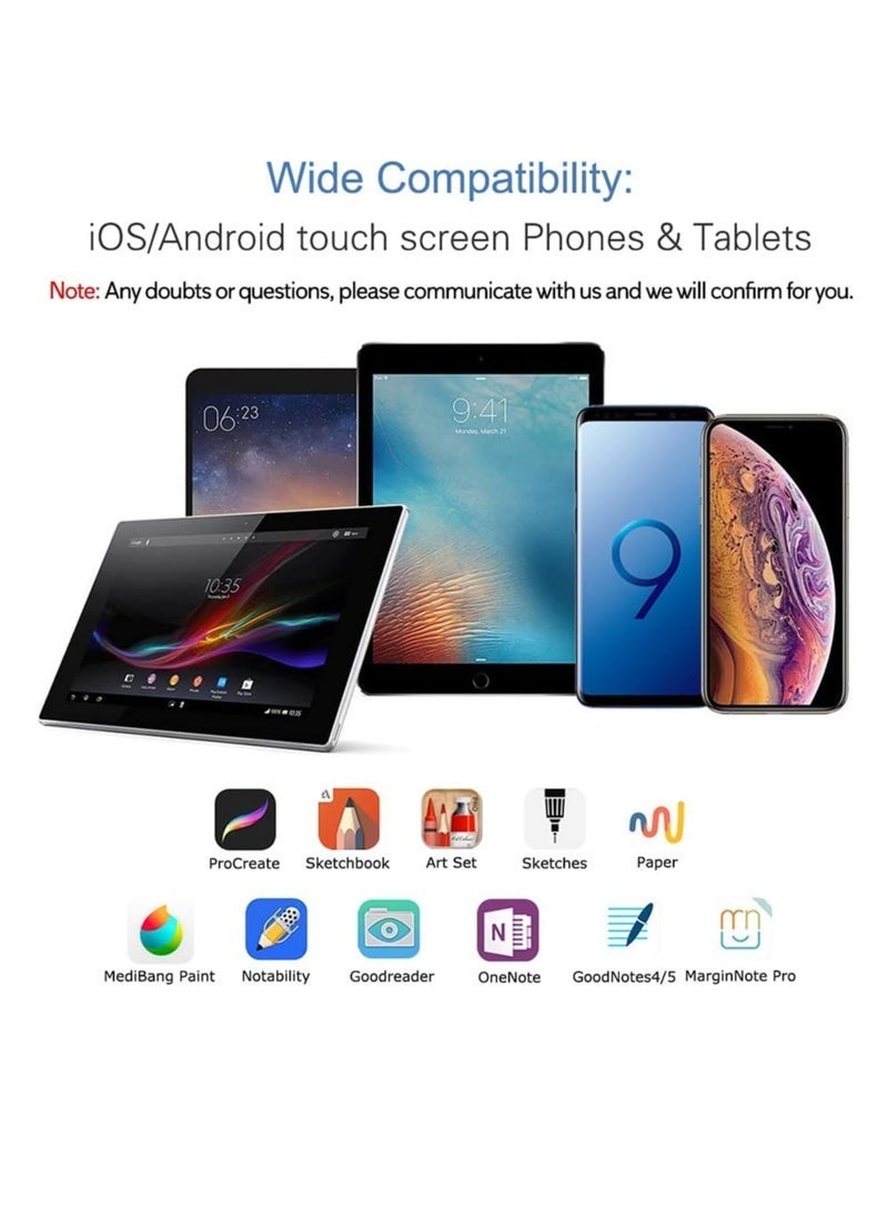 ELTRAZONE Active Stylus Pen – 1.45mm Fine Tip for iPad, iPhone, Samsung Tablets, iOS & Android Capacitive Touchscreen, No Lags or Skipping, Rechargeable, White/Black - Image 2