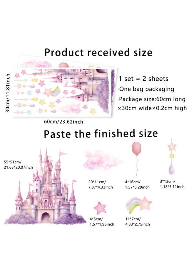 Runtoo Magical Princess Castle Wall Stickers for Girls Room - Peel and Stick Cloud Star Wall Decals - Fairy Tale Nursery Bedroom Decor - Image 4