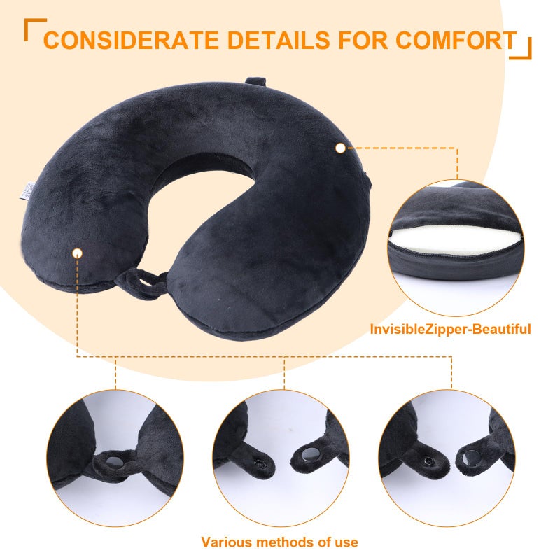 100% Memory Foam U-Shaped Travel Neck Pillow, Lightweight Portable Headrest for Airplane, Car, Home, Office and Sleeping Rest, Blue - Image 5