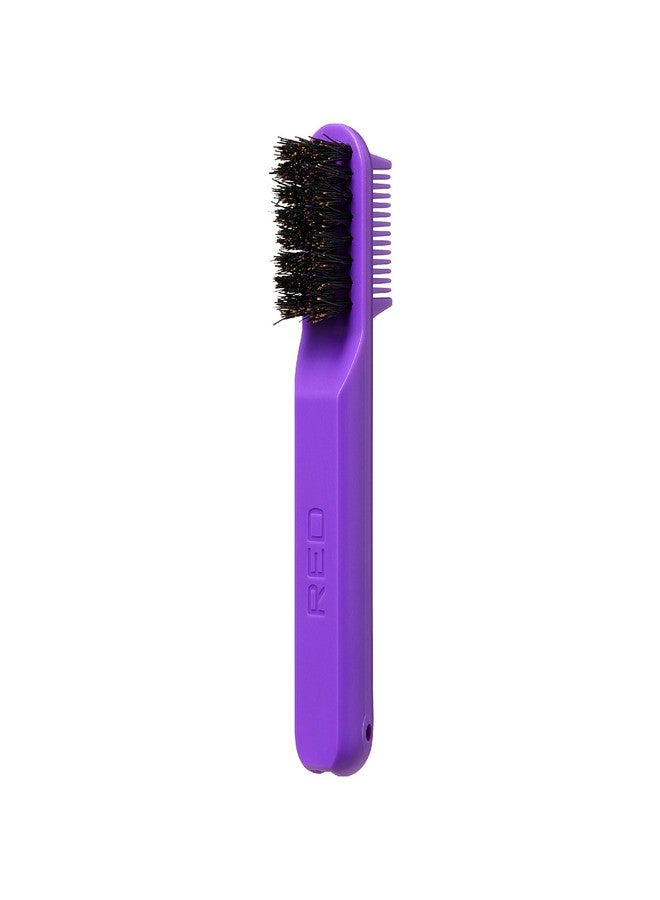Red by Kiss 2-in-1 Foldable Comb & Edge Brush with Travel Case, Compact Palm-Sized Design, 100% Soft Boar Bristles for Smooth Hair & Edge Control, Portable Hair Styling Tool (Purple) - Image 3