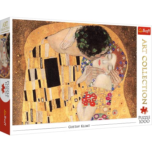 Trefl Art Collection The Kiss 1000 Piece Jigsaw Puzzle Red 27x19 Print DIY Puzzle Creative Fun Classic Jigsaw for Adults and Children from 14 Years Old - Image 1
