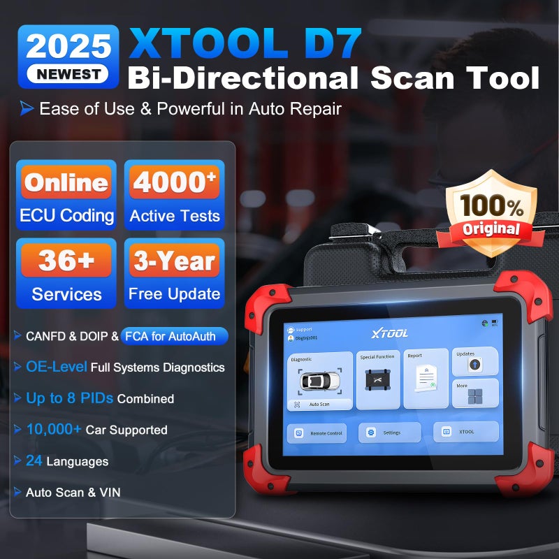 XTOOL XTOOL D7 OBD2 Scanner, 2025 Bidirectional Car Diagnostic Tool V2.0 with Online ECU Coding, 36+ Resets, 4000+ Active Tests, FCA AutoAuth, CAN FD/DoIP, All-System Car Diagnostic Scanner, 3-Year Update  - Image 2