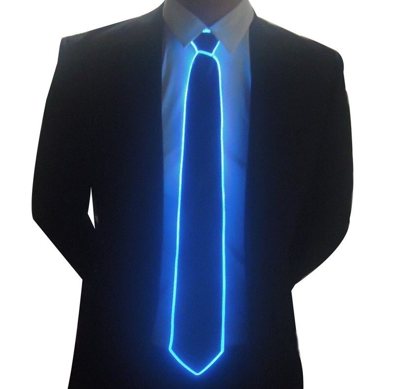 SATUMIKO Burning Man Light Up Fanny Ties Novelty Necktie For Men LED Light Up Ties Costume Accessory (Blue-Satin Tie) - Image 4