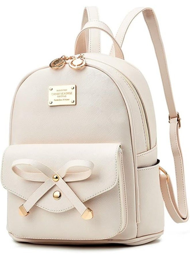 البنات Bowknot لطيف الجلد حقيبة الظهر ميني حقيبة الظهر للنساء - Image 1
