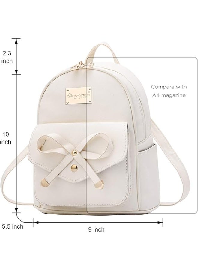 البنات Bowknot لطيف الجلد حقيبة الظهر ميني حقيبة الظهر للنساء - Image 5