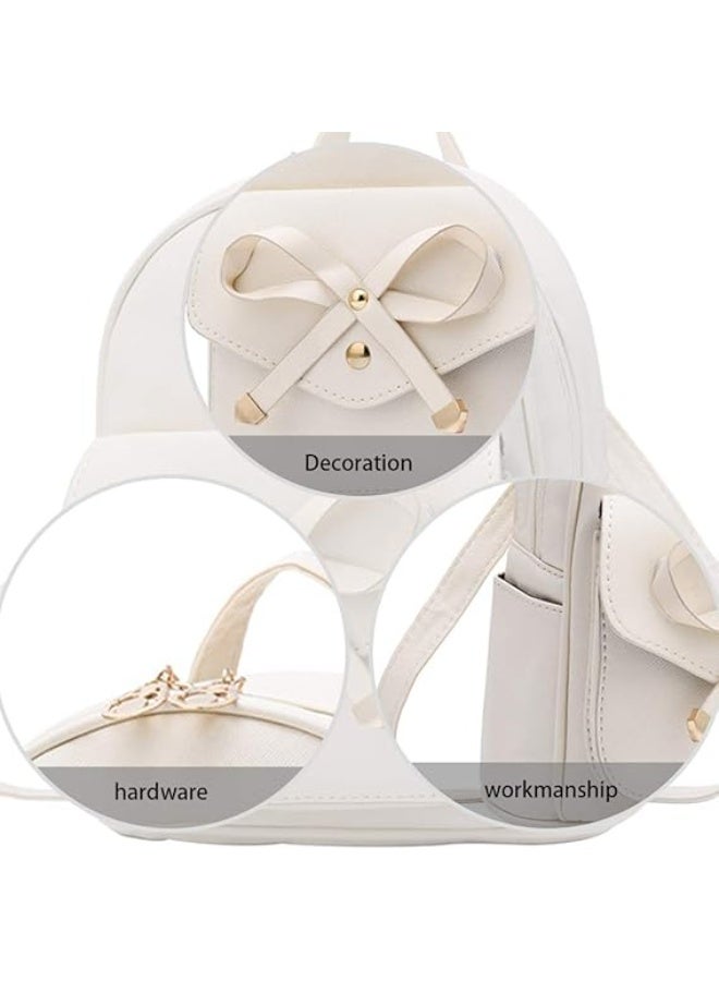 البنات Bowknot لطيف الجلد حقيبة الظهر ميني حقيبة الظهر للنساء - Image 2