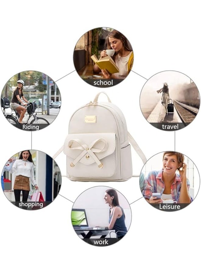 البنات Bowknot لطيف الجلد حقيبة الظهر ميني حقيبة الظهر للنساء - Image 3