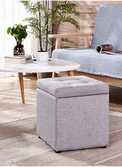 HOME TASTE TOMSUN Ottoman Stool with Storage Cube Foot Stool Shoe Change Bench, Pouf Seat, Toy Box, and Vanity Stool Multi-Function Square Footrest  - Image 5