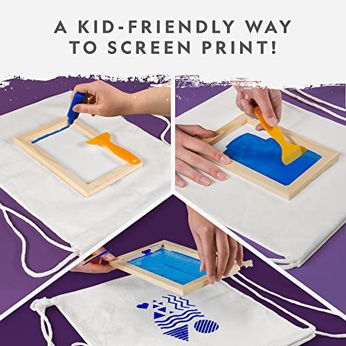 Blue Marble NATIONAL GEOGRAPHIC Kids Screen Printing Kit - Arts and Crafts Silk Screen Printing Kit with Fabric Paint, Frame, Stencils & Squeegee Plus Drawstring Bag & More, Screen Print, Silkscreening Kit - Image 2