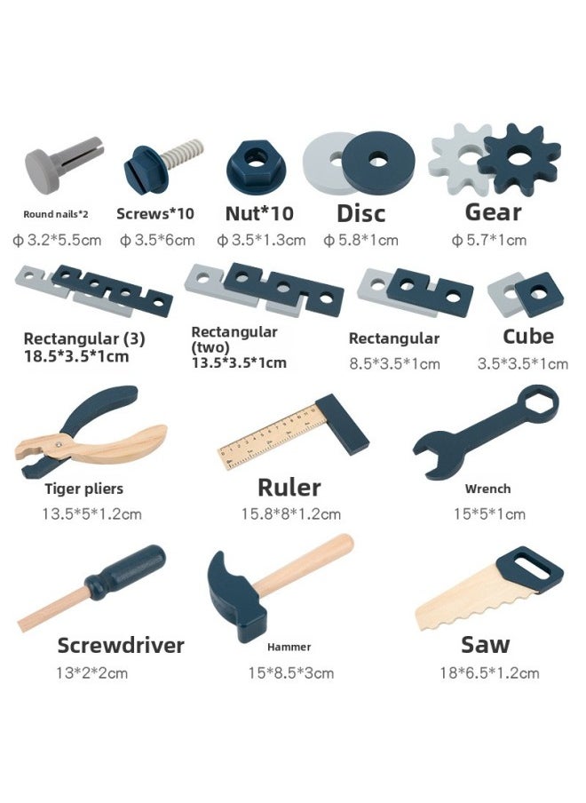 Puzzle Assembly Repair Toolbox Set Wooden Assembly Disassembly Children Screw Nut Combination Toy-Color:English Color Box Children's Tool Set 0.9kg  - Image 4