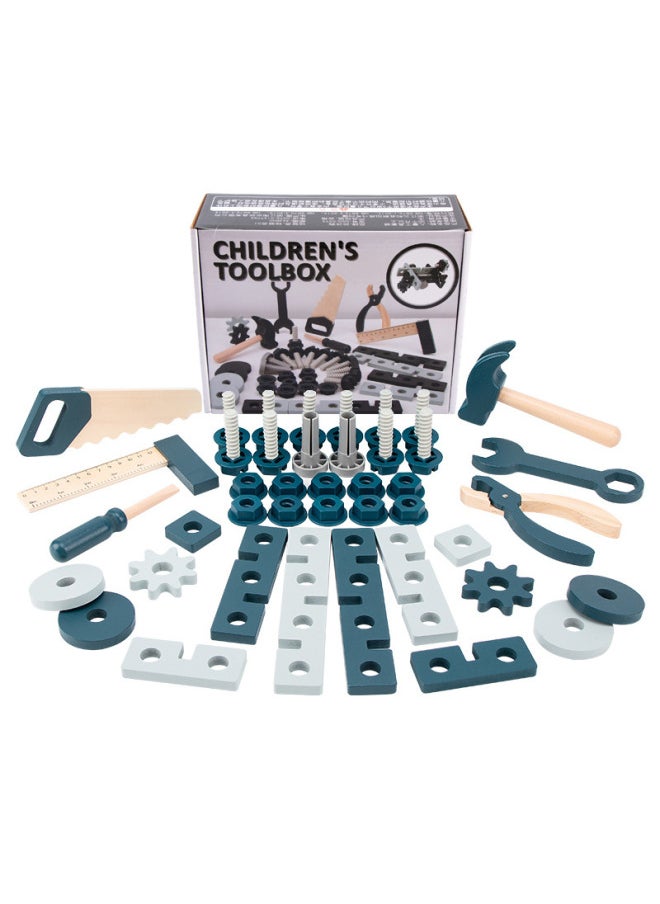 Puzzle Assembly Repair Toolbox Set Wooden Assembly Disassembly Children Screw Nut Combination Toy-Color:English Color Box Children's Tool Set 0.9kg  - Image 1