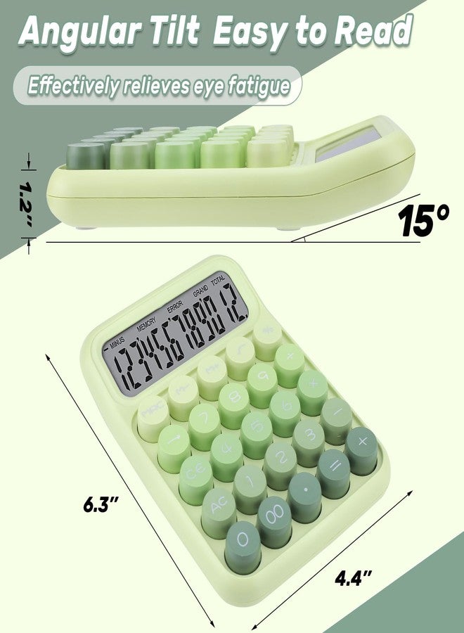 FIOVER Mechanical Switch Calculator with Big Buttons, 12 Digits, Large LCD Display, Cute Pink Desktop Calculator, Aesthetic School Supplies for Office, School, Home & Business Use, Automatic Sleep (Green) - Image 3