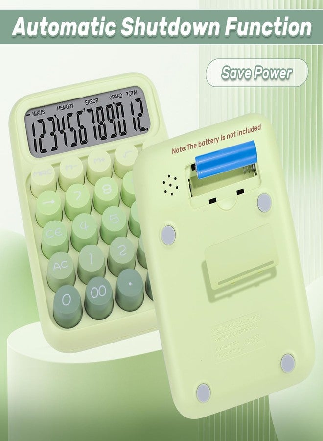 FIOVER Mechanical Switch Calculator with Big Buttons, 12 Digits, Large LCD Display, Cute Pink Desktop Calculator, Aesthetic School Supplies for Office, School, Home & Business Use, Automatic Sleep (Green) - Image 5
