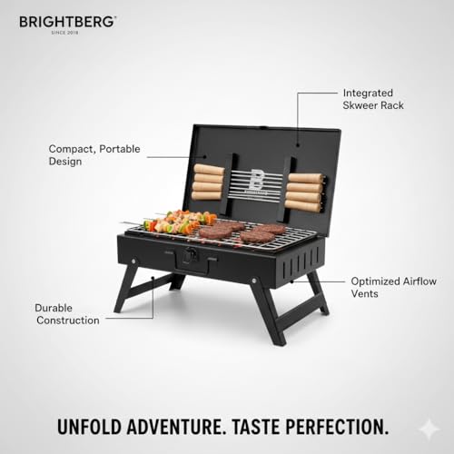 BRIGHTBERG Medium Size Charcoal Barbeque Grill Set | Portable Tandoori Grills for Home Outdoor & Picnic | Grill Chicken Maker for Home, Kabab, Tandoor Bhatti & Griller for Home Cooking - Image 3