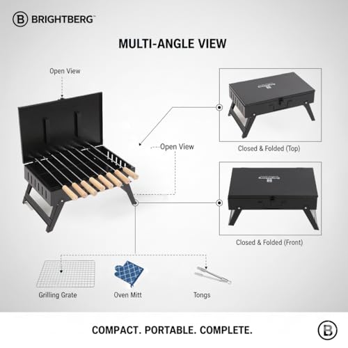 BRIGHTBERG Medium Size Charcoal Barbeque Grill Set | Portable Tandoori Grills for Home Outdoor & Picnic | Grill Chicken Maker for Home, Kabab, Tandoor Bhatti & Griller for Home Cooking - Image 4