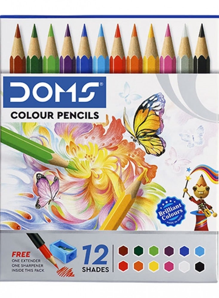 دومس أقلام تلوين دومز نصف حجم 12 قطعة. أقلام تلوين نصف حجم + 1 قطعة. مبراة + 1 قطعة. موسع - Image 1