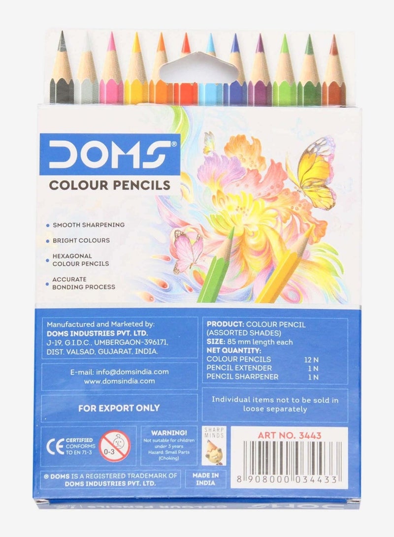 دومس أقلام تلوين دومز نصف حجم 12 قطعة. أقلام تلوين نصف حجم + 1 قطعة. مبراة + 1 قطعة. موسع - Image 2