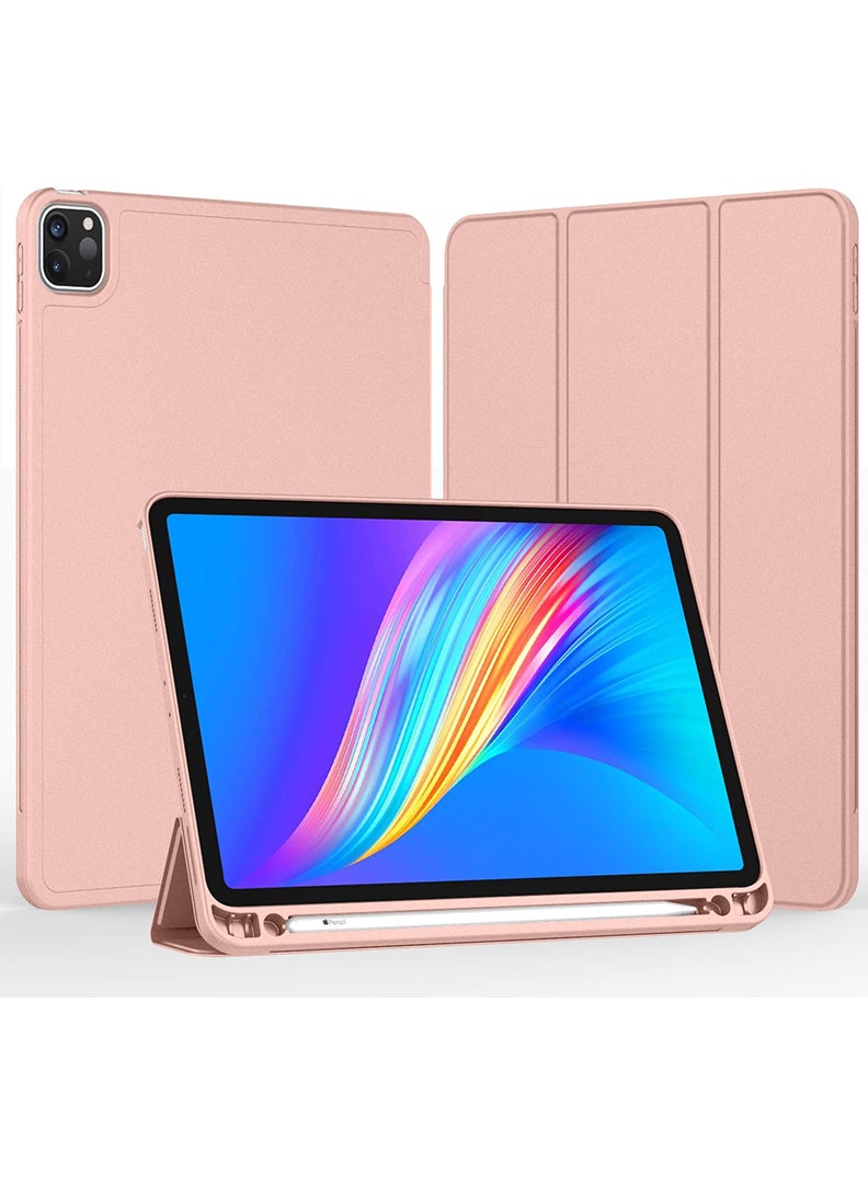 Theodor iPad Pro 11 Inch Case 2022(4th Gen)/2021(3rd Gen)/2020(2nd Gen) with Pencil Holder, Smart iPad Case With Pencil Holder Slim Tablet Cover with Soft TPU Back, Auto Wake/Sleep Rose Gold - Image 1