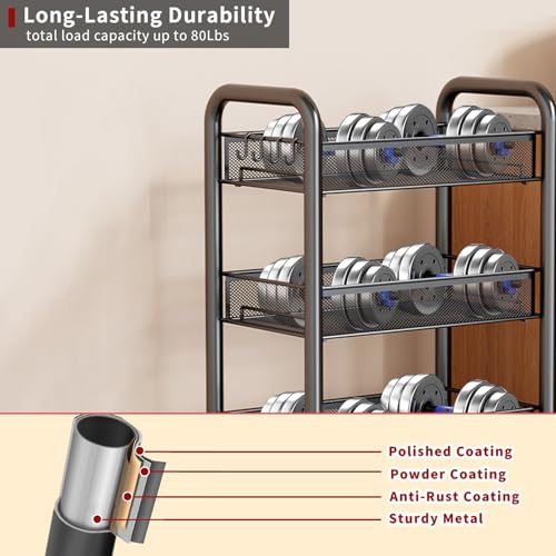 LiveCool Mesh Vegetable Stand Steel, 3 Tier Onion Potato Rack for Storage, Metal Kitchen Trolley with Wheels, Trolley Rack for Kitchen, Living Room, Bedroom, Black (KT02-B3) - Image 3