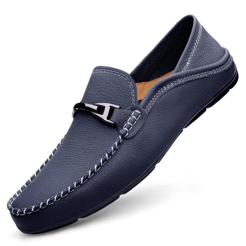 Extra Large Size 49 Casual Leather Shoes For Men In Autum Genuine Leather Widened 48 Plus Fat 47 Fat Feet Lazy Soft Sole Driving Shoes - Image 1