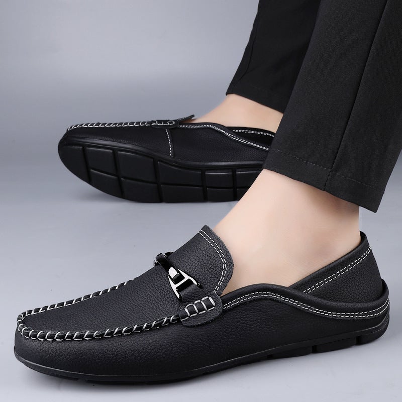 Extra Large Size 49 Casual Leather Shoes For Men In Autum Genuine Leather Widened 48 Plus Fat 47 Fat Feet Lazy Soft Sole Driving Shoes - Image 4