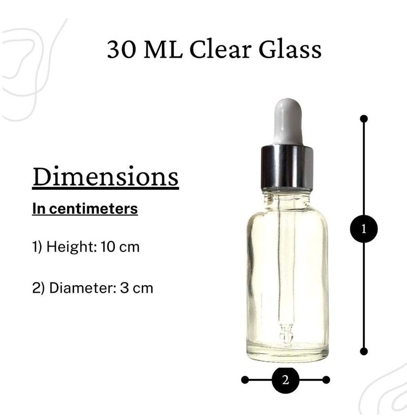 VOW 30 ML Transparent Round Empty Glass Bottle Glass Dropper Silver Ring Silicone White Teat Refillable Reusable Leak Proof for Essential Oils PerfumesPack of 24 - Image 4