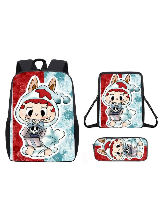SKT Shiketro Lightweight Primary School Bag Labubu Cute Printed Cartoon Anime Children's Backpack 42*29*16CM+Lunch Bag 26*18*6CM+Pen Bag 11*22*2.5CM - Image 1