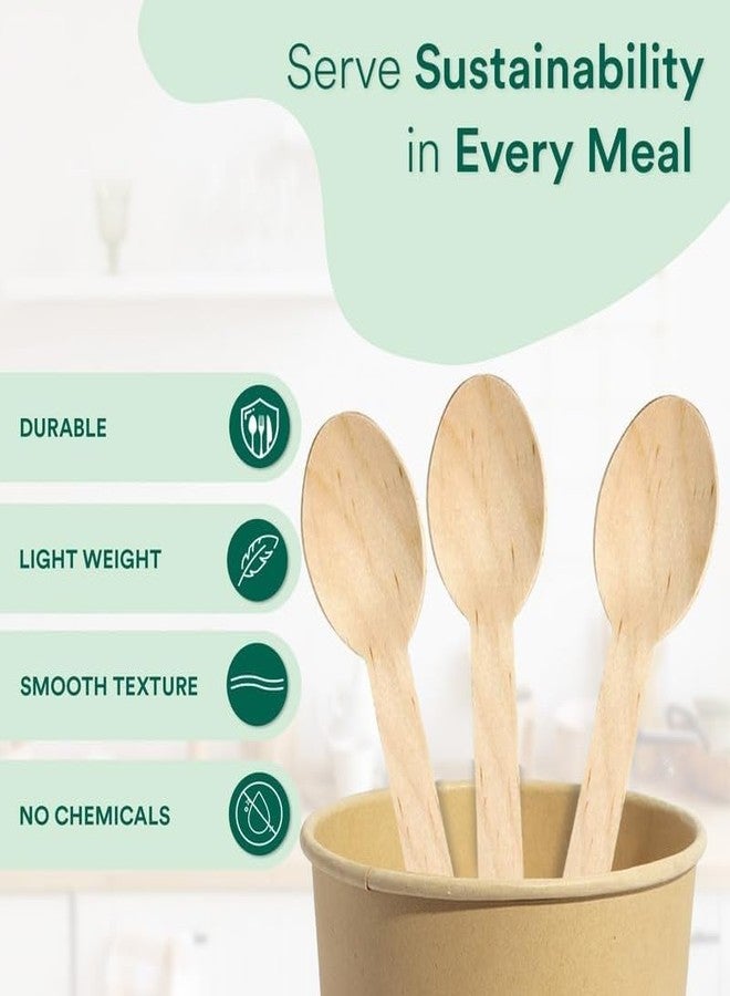 SFU E Com [160mm, 50 Pack] Disposable Spoons | Wooden Dining Flatware | Ideal for Kids Birthday, Wedding & Party - Image 4