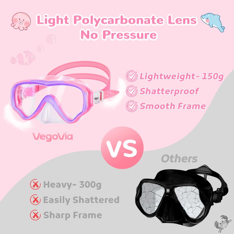 VegoVia Kids Swim Goggles with Nose Cover 6-14, Kids Pool Goggles for Swimming 8-14 4-7 Girls Boys Youth Toddler, Anti Fog No Leak UV Protection Clear Diving Swim Mask Underwater Wide View - Image 3