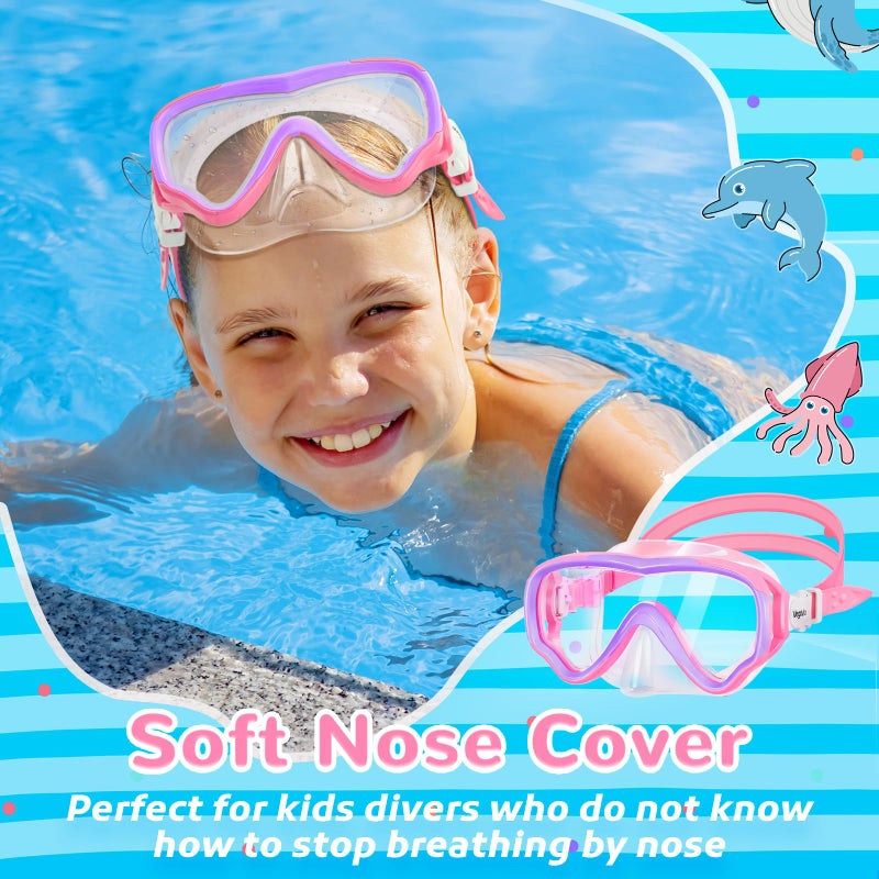 VegoVia Kids Swim Goggles with Nose Cover 6-14, Kids Pool Goggles for Swimming 8-14 4-7 Girls Boys Youth Toddler, Anti Fog No Leak UV Protection Clear Diving Swim Mask Underwater Wide View - Image 4