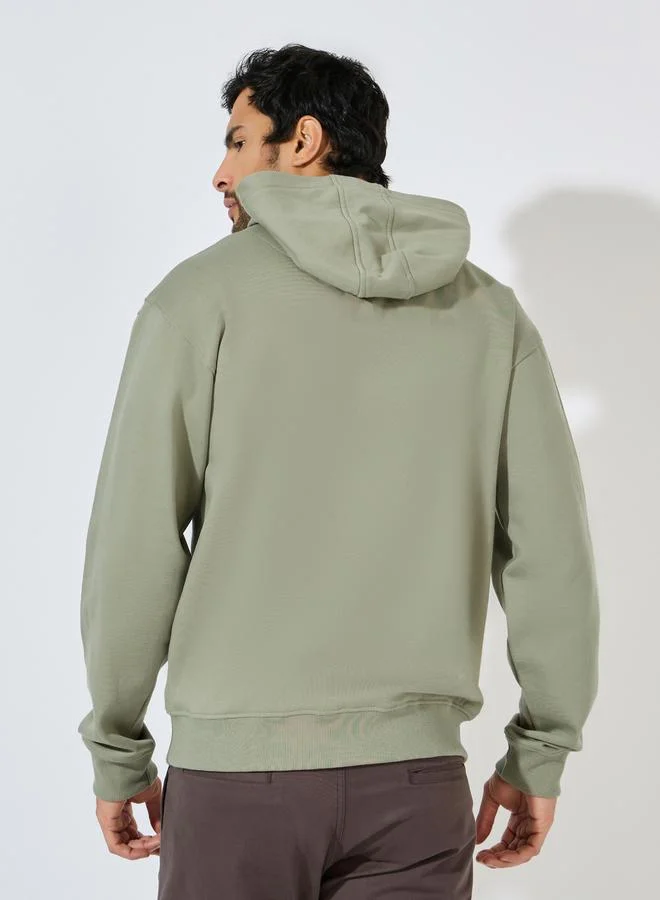 Styli Quarter Zip Relaxed Fit Fleece Hoodie