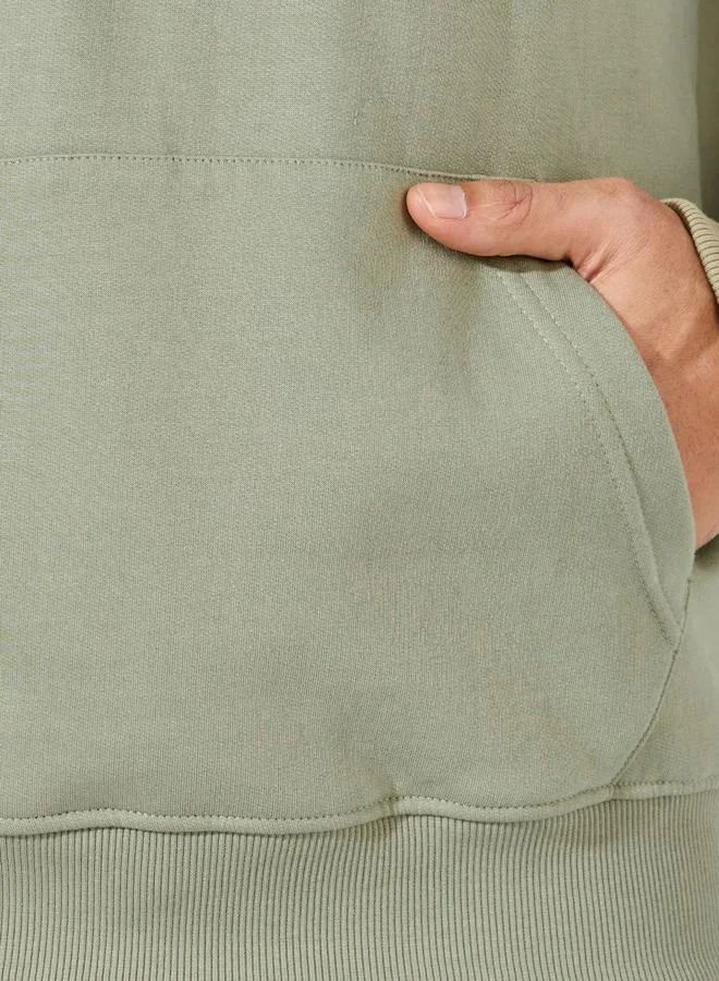 Styli Quarter Zip Relaxed Fit Fleece Hoodie