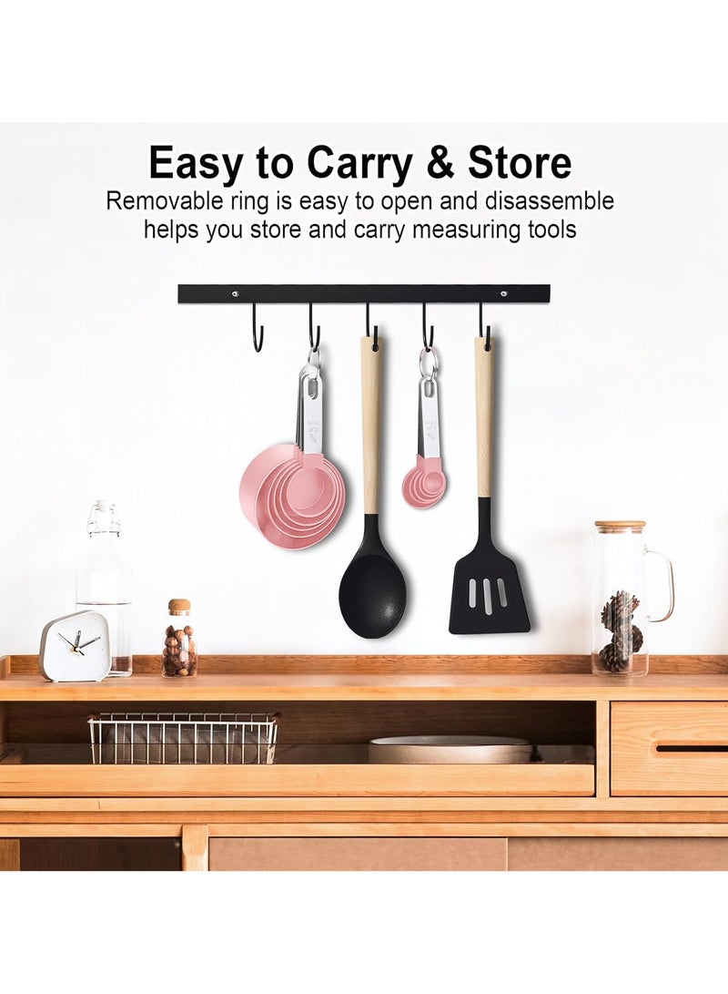 Measuring Cups and Spoons Set of 8 Pieces, Nesting Measuring Tools with Stainless Steel Handle, Kitchen Essentials Gadgets for Cooking & Baking, Dry and Liquid Ingredient (Pink) - Image 4