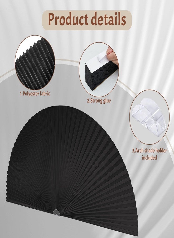 Fainne 2 Pcs Half Moon Window Shade Half Circle Arch Window Blackout, Light Filtering Pleated Fabric Shade, 36 x 72 Inch (Black) - Image 4