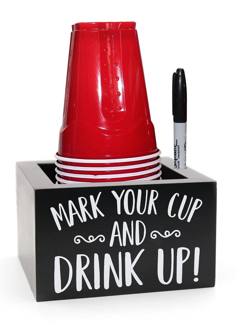 XiuWoo Wooden Party Cup Dispenser With Caddy Cup Holder for Modern Farmhouse Home Decor Holiday Birthday Party Supplies,Single Cup - Image 1