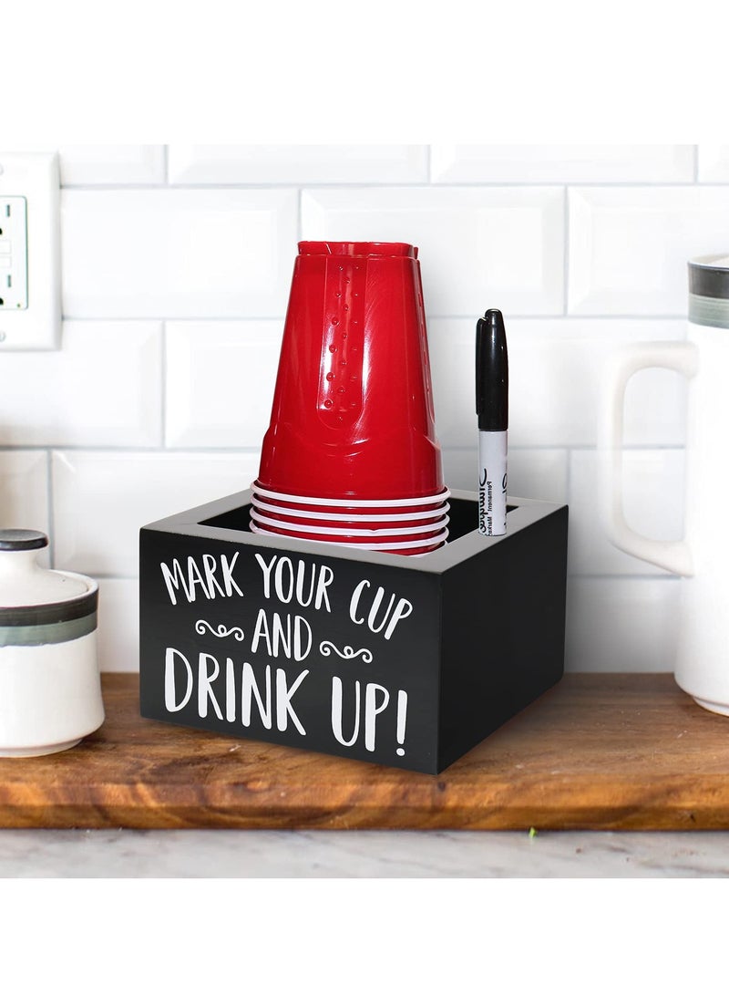 XiuWoo Wooden Party Cup Dispenser With Caddy Cup Holder for Modern Farmhouse Home Decor Holiday Birthday Party Supplies,Single Cup - Image 3